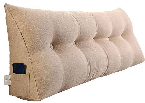 Ryggstödskudde triangulär sänggavel kudde stödkudde | 120x50x20cm, stor dubbel läskudde för dagbädd, kil dagbädd kudde, med avtagbart överdrag