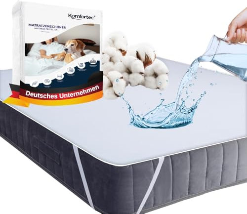 Komfortec Matratzenschoner 120x200cm | Baumwolle, Atmungsaktiv, Anti-Allergie, Kein Knistern | Oeko-TEX Zertifiziert | wasserdichte Matratzenauflage | Bequeme Passform, einfache Reinigung, langlebig
