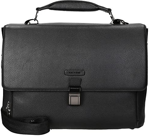 PIQUADRO Modus, Aktentasche aus Leder mit Klappe und Verschluss, Unisex, für Erwachsene, Schwarz, Schwarz