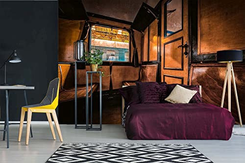 Vlies Fototapete RETRO ZUG-INTERIEUR 375 x 250 cm (inkl. Kleister) - Vlies Tapete, Wandtapete, Wandbilder - Tapete für Wohnzimmer Schlafzimmer, Büro, Küche - Montagefertig