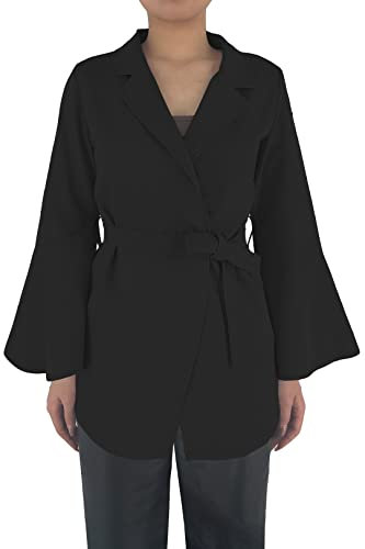 JOPHY & CO. Giacca Donna Maniche Lunghe a Campana con Cintura (cod. 6966) (M, Nero)