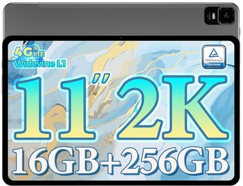 TECLAST 2024 T50 2K Tablet 11 Pollici Android 13 Tablet Gaming, 16GB RAM+256GB ROM(TF 4TB), 4G LTE Dual SIM+5G WiFi, T616 Octa-Core 2.0GHz, TDDI 2000x1200 IPS, 20MP Camera/BT5/Widevine L1/GPS/7500mAh