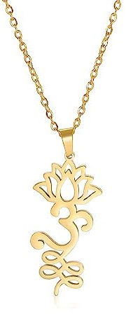 UNIFT Halskette mit Lotusblüten-Anhänger für Damen, Edelstahl, schick, Aum, Om, Ohm, Lotusblüte, hinduistische Meditation, Schmuck, Geschenk, Edelstahl, Kein Edelstein