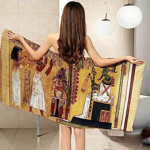 ETERIO 3D Ägypten Strandtuch Groß 90x180, Pharao Badetuch Mikrofaser Handtücher, Strandhandtuch SchnellTrocknend Badehandtuch, Saunatuch, Handtuch, Damen, Herren, Strandtücher, Badetücher