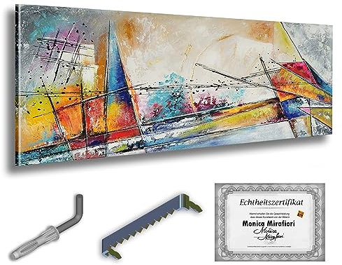 Monica Mirafiori I 100% HANDGEMALT I Gemälde Minimalist 160x60cm | Gemälde Handgemalt | Acrylgemälde | Sehr Großes Acrylbild I Moderne Kunst I Kunstbilder