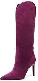QUEEN HELENA Stivali con Tacco a Spilolo Scamosciati Donna K3282 (Viola, Numeric_38)