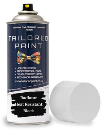 Tailored Paint Premium Radiator Aerosol Spray Paint Heat Resistant To 100ºC - Quick Air Dry No Primer Needed (Satin, Black)