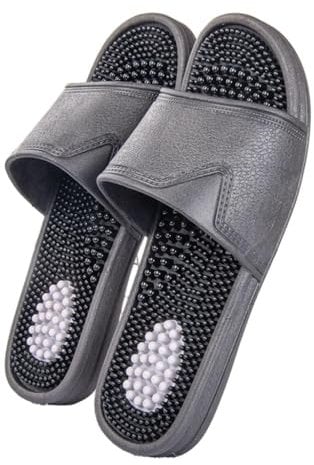 VENYAA Akupressur Massage Hausschuhe,Damen Herren Fußmassage Schuhe Akupressur Hausschuhe Linderung Neuropathie Arthritis Plantarfasziitis Schmerz Massage Hausschuhe(Size:EU 43/44,Color:Schwarz)