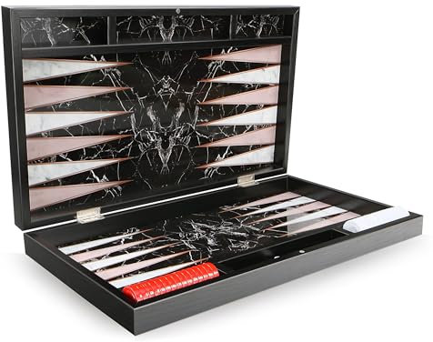 Orientalische Luxus Trendy Backgammon Tavla XXL Black Marble