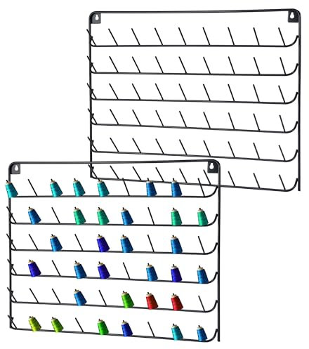Jodoueeir Garnhalter, Wandhalterung, 54 Spulen, Nähgarn-Organizer, Schwarz, 2 Stück