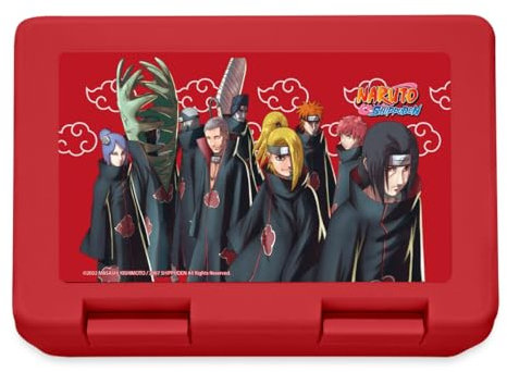 Spreadshirt Naruto Shippuden Design Mit Akatsuki-Organisation Brotdose Lunchbox, One size, Rot