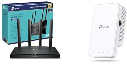 TP-Link Routeur WiFi 6, Routeur WiFi AX 1500 Mbps bi-Bande, WiFi 6, 4 Ports Gigabit & Répéteur WiFi RE330 Amplificateur WiFi AC1200 Mbps,WiFi Extender jusqu'à 120㎡, Bouton WPS