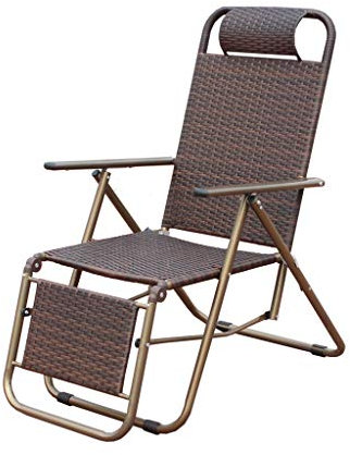 AWMCXQRA Klappbarer Liegestuhl, Klappstuhl, rundes Rohr, verstellbarer Rattan-Loungestuhl, Armlehne, Schwerelosigkeitsstuhl, für Garten, Terrasse, Balkon, Schaukelstuhl