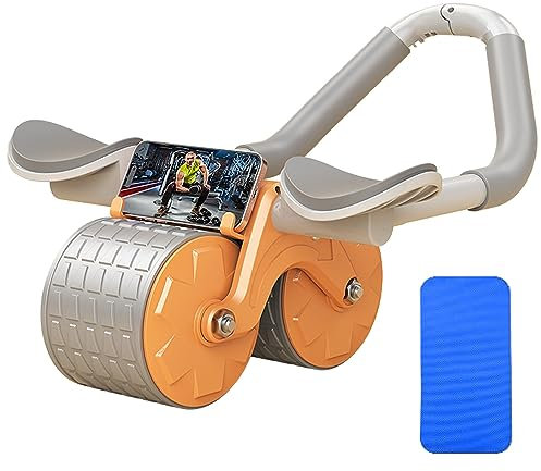 Bauchroller Automatische Rebound Bauchrad Für Bauchmuskeltraining, 2-in-1 Plank Bauchmuskeltrainer für Core Trainer, Bauchrolle mit Ellenbogenstütze, Bauchtrainer für Zuhause Mit Stabilen Doppelrädern