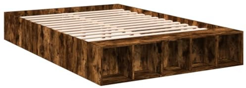 vidaXL Bettgestell, Bett mit Stauraum für Schlafzimmer, Bettrahmen mit Lattenrost, Schlafzimmerbett Doppelbett, Räuchereiche 140x200cm Holzwerkstoff