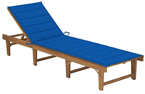 HEFZGDB Klappbare Sonnenliege mit Auflage Akazie Massivholz Feldbett Gartenliege Strandkorb Geeignet für Pool, Terrasse, Garten.