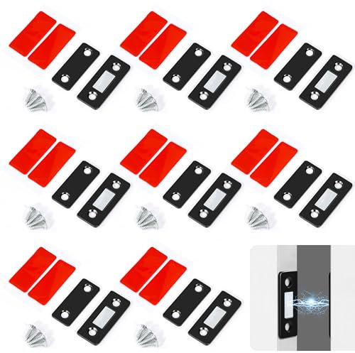 Heveer Iman Puertas Armario Cierre Magnético de Acero Inoxidable Iman Adhesivo de Cocina para Puertas de Armarios Cajones 8 Piezas (Negro)