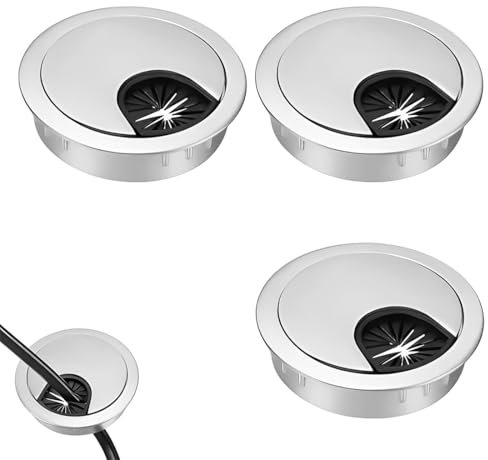 MEXRUMI 3 Piezas Pasacables De Mesa Circular Ø60Mm De Plástico Cubierta De Orificio Para Cable De Escritorio De Ordenador Tapa Pasacables Encastrable Ojal De Cable Escritorio Para Hogar Y Oficina (Pla