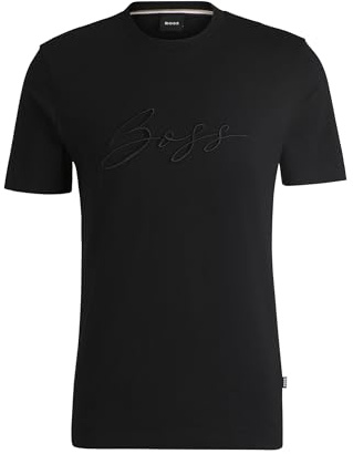 BOSS Herren C-Thompson 70 Regular-Fit T-Shirt aus Baumwoll-Jersey mit Script-Logo Schwarz001 L