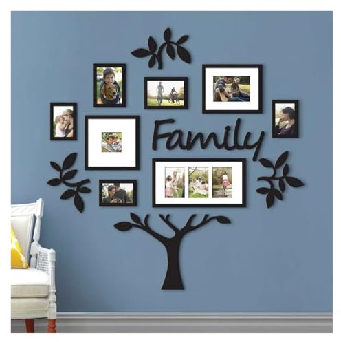 JMORCO Stick On Mirrors For Walls 3D Family Photo Tree Wall Stickers For Living Room DIY Photo Frame Tree Mirror Decal Home Decorative Art Wall Decals(Black,L 147cmx149cm)