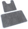 Badematte aus Chenille, 2er Set Badezimmerteppich rutschfest Duschvorleger und saugfähiger U-förmiger Konturteppich und Fußmatte für Badezimmer Dusch, waschbar und super weich 80*50 55*50 Dunkelgrau