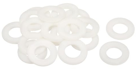 QUARKZMAN 20Pcs M22 Rondelles Plates en Nylon 22mm ID 42mm OD 3mm Épaisseur Rondelle Lisse Joints en Plastique Attache d'Étanchéité Entretoise Bague, Blanc