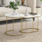 SDHYL 2er Couchtisch Set, weiße Faux Marmor Beistelltische Sofatisch, Beistelltisch,Nesting Couchtische for Wohnzimmer, Schlafzimmer, Büro (Weiß&Gold)
