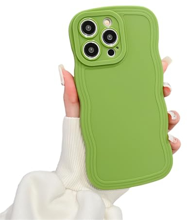 Rokmym Kompatibel mit iPhone 11 Pro Hülle Niedliche lockige Wellen Gewellter Rahmenform Muster Silikon Handyhülle Ultra Dünne Stoßfeste für Frauen Mädchen Case für iPhone 11 Pro,Grün