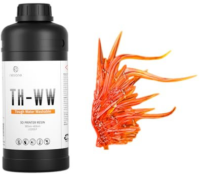 3D Druck Resin Water Washable: RESIONE TH-WW Transparent Tough Resin 3D mit Dauerhaft rissbeständig für Miniaturen/Animations-Spezialeffektteile - Flammenorange 1000g