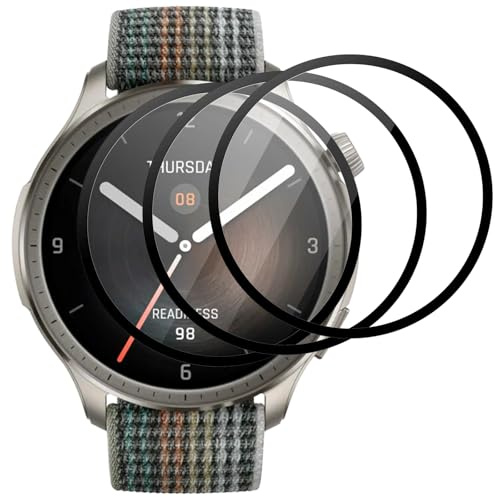 Knrlqim 3 Piezas Protector Pantalla para Amazfit Balance/GTR 4, Película de Cerámica Cobertura Completa con Borde Negro, Anti-Arañazos, Sin Burbujas, Resistente a Impactos