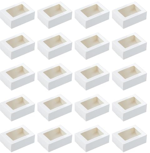 Muteitt 20 Stück Seifenschachteln Für Selbstgemachte Verpackungen, Mini-leckerli-Schachteln Aus Papier Fenster Für Die Herstellung Von Gebäck, Süßigkeiten, Seife, Schmuck