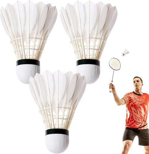 Opdestn Federbälle, 3 Stück Badminton-Federbälle Mit Stabiler Flugbahn, Sportzubehör Leicht Für Familien Indoor Und Outdoor