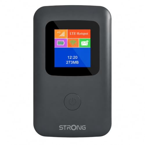STRONG 4G AIRSPOT 220 Saponetta WiFi con SIM, CAT4 150 Mbps | Display a Colori, Hotspot WiFi per Viaggi e Lavoro Mobile, Condivide 4G con 10 Dispositivi, Batteria 2100 mAh & USB-C