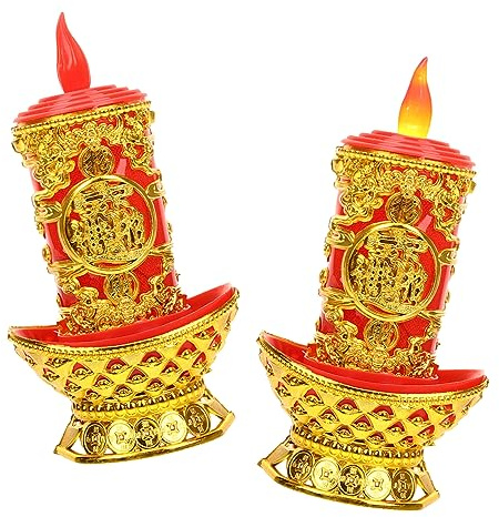TEHAUX Led Flammenlose Kerzenlampe 2 Stück Vintage Chinesische Deko Elektronische Kerzen Batteriebetriebene Licht Für Buddha Räume Für Feiertage Und Meditation