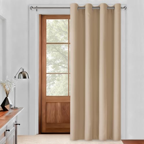 DWCN Biscotti Beige Vorhang Raumteiler H240xB140cm Abdunkelnde Vorhänge | Verdunkelungsvorhang Thermovorhang Gardinenschals Lärmschutz Sichtschutzvorhänge für Schlafzimmer,Wohnzimmer,Büro,1 Stück