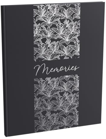 Exacompta - Ref 47093E - 1 Titanium Guest Book - Large Vertical Format 27 x 22 cm - Soft Touch Paper Cover - Memories Inscription - Silver Spine - 100 Plain White Pages - Black