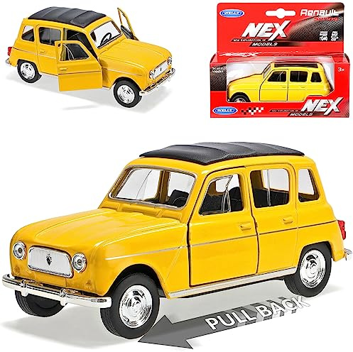 Generisch Renautl R4 4L GTL 5 Clan Türer Gelb 1961-1992 mit Rückzugsmotor ca 1/43 1/36-1/46 Welly Modell Auto