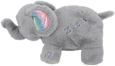 Kikumi Baby-Schnuller vor Dem Schlafengehen, Schlaflieder, Musik, Beruhigend, Leicht Atmend, Stofftier, Beruhigendes Spielzeug, Elefanten-Baby-Plüsch-Einschlafhilfe (Hellgrau)