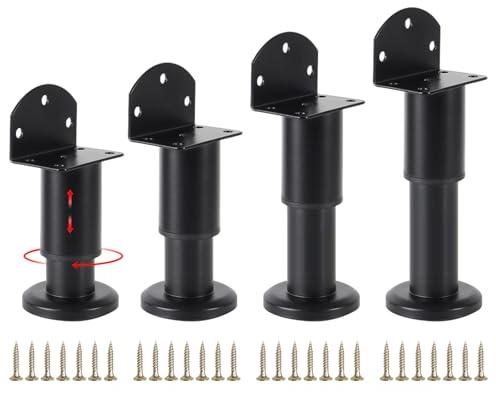 Lvjkes 4 Pièces Pied de Meuble reglable, Hauteur réglable de 8-12 cm | L Forme Pied de Meuble, Capacité de Charge jusquà 100 kg, Convient pour Meubles DIY, établis, Tables et Les armoires