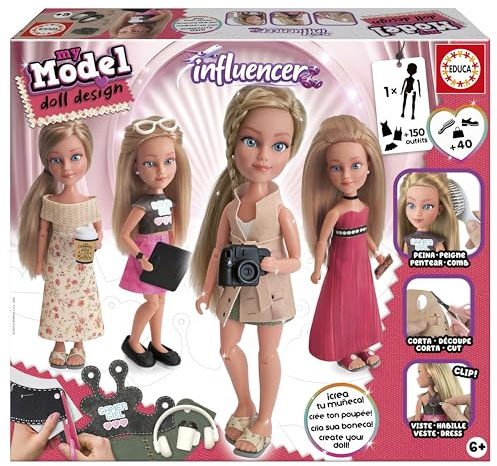 Educa - My Model Influencer | Anziehpuppe & Kreativset zum Stylen | Modedesign mit echten Haaren | Spielzeug für Mädchen ab 6 Jahren (20650)