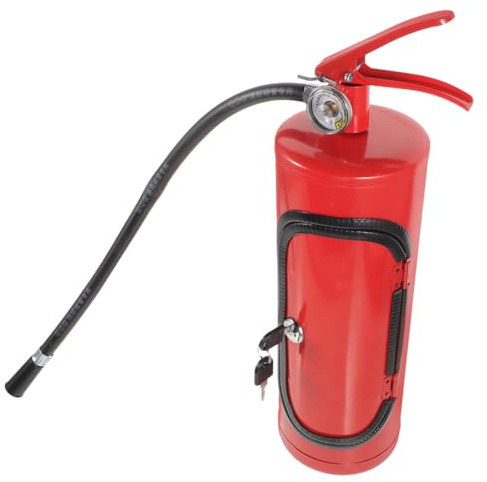 WATIIFUFU Scatola Imballaggio Vino in Metallo a Forma di Estintore, Contenitore Portabottiglie per Whisky e Brandy Protezione per Bicchieri, Regalo Vigili del Fuoco per Compleanni e Feste