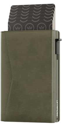 ProWallet Kartenetui mit Magnetischer Verschluss Classic - 9 Karten, Geldscheine und Münzen - RFID Schutz - Portemonnaie - Kreditkartenetui Geldbeutel - Damen Herren - Geldbörse (Olivgrün)