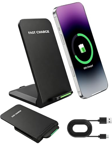 15W Foldable Fast Wireless Charger, Mobile Phone Inductive Charging Station
