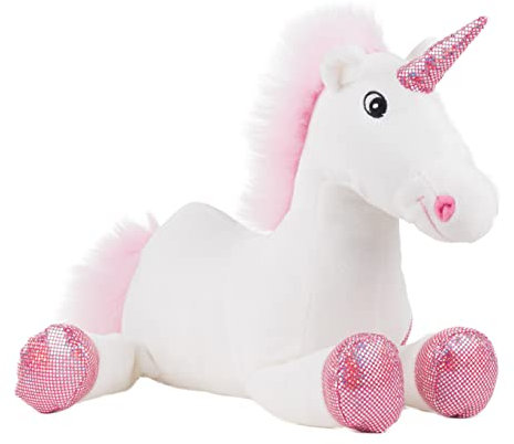 Schaffer 5523 Kuscheltier Einhorn Shiny L, 38 cm, weiß-rosa