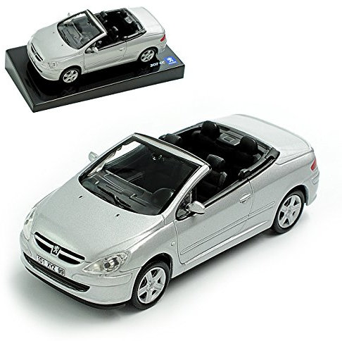 alles-meine.de GmbH Defekte Vitrine Peugeot 307CC Cabrio Silber 2003-2009 1/43 Modellcarsonline Modell Auto