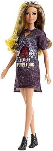 Mattel Barbie FJF47 Fashionistas Puppe mit gelben Strähnchen und Printkleid