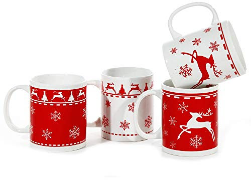 Annastore 36 x Glühweinbecher - Weihnachtstassen mit Hirsch-Design in vier Modellen sortiert Farbe 36 Stück