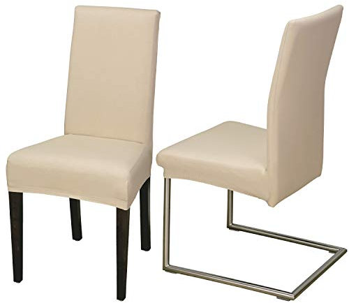 Staboos Stuhlhussen 2er Set - Hochwertige und elastische Stuhlhussen für Swingstühle - Pflegeleichte Stuhlbezüge & Hussen für Stühle - Perfekter Stuhlbezug 2er Set - ÖKO TEX Zertifiziert - Beige