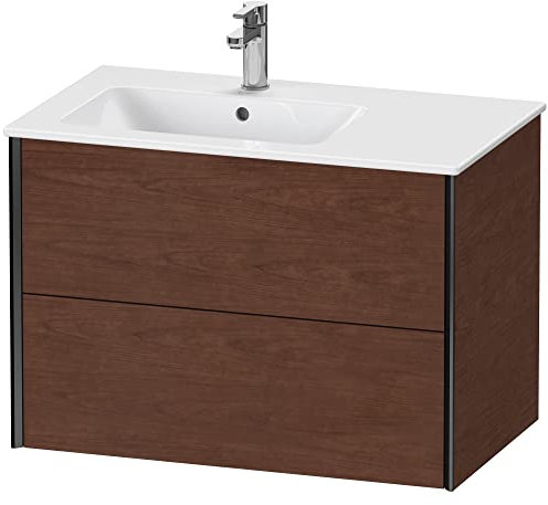 Duravit XViu 4158 Waschtischunterbau wandhängend, 2 Schubkästen, für Waschtisch Me by Starck 234583 Becken Links, 810x480 mm, Farbe (Front/Korpus): schwarz matt/amerik.nussbaum - XV41580B213