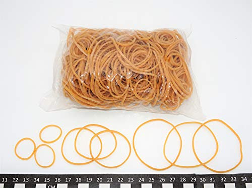 Progom - Rubber Bands - Blond - Assorted Sizes - Lay Flat Length 30mm, 60mm, 80mm - Width 1.7mm - Pack of 100 Grams